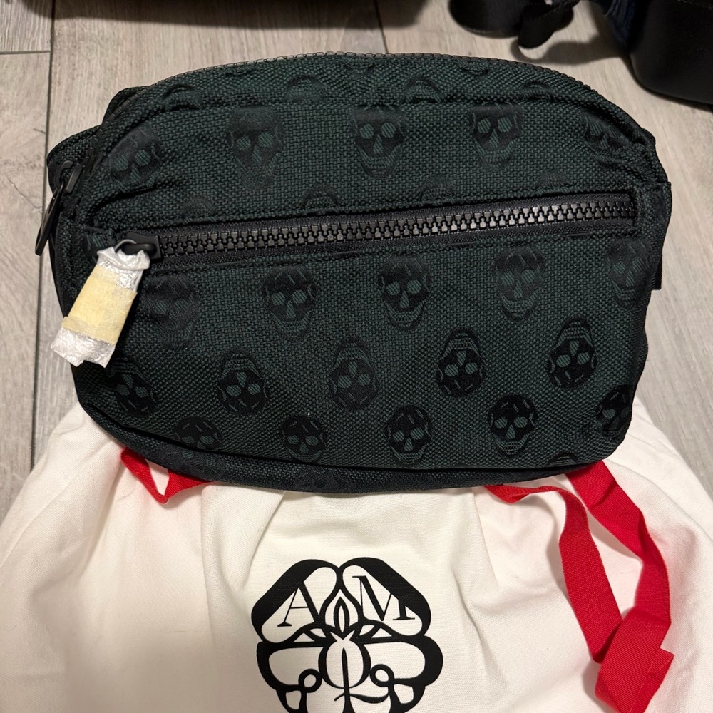 Alexander McQueen Black and Green Skull Print Crossbody
